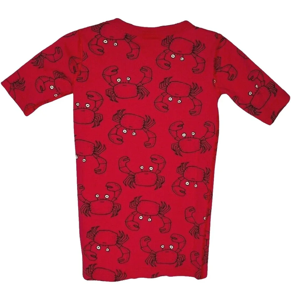 Hanna Andersson Pajama Top Kids 12 Red Crab Print Organic‎ Cotton Snug Fit Shirt
